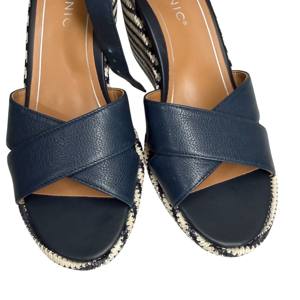Vionic Marina Wedge Sandals Womens 8 Navy Blue Striped Adjustable Ankle Strap - Picture 10 of 10